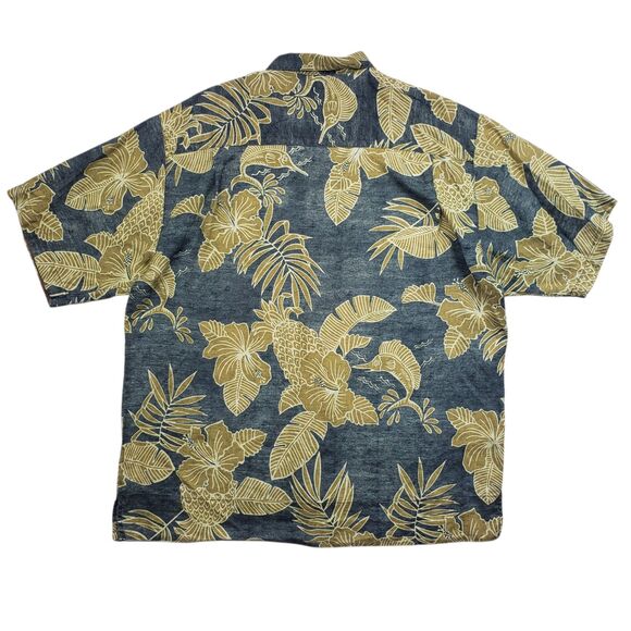 Vintage Tommy Bahama Linen Hawaiian Shirt Mens Large Floral TropicalShort Sleeve - Picture 7 of 8